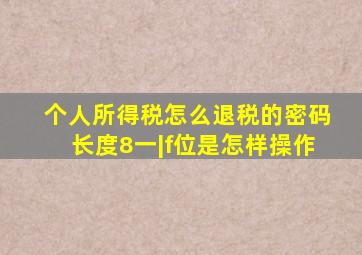 个人所得税怎么退税的密码长度8一|f位是怎样操作